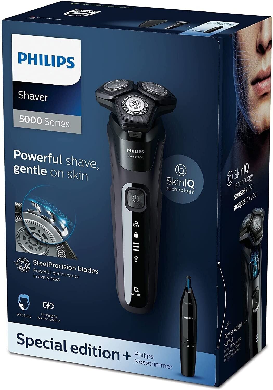 Máy Cạo Râu PHILIPS S5588/26 Series 5000, Nhập Khẩu Đức Lưỡi Dao Máy Tự Mài Sắc Tự Động, Tích Hợp Cảm Biến Thông Minh Cạo Theo Thói Quen Gồm 45 Lưỡi Dao Có Thể Cạo Khô Ướt - Hàng Nhập Khẩu