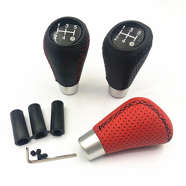 Đầu Tay nắm cần số xe hơi, ô tô bọc da thật 100% cao cấp dùng cho các xe số sàn - Chất liệu: Hợp kim đồng bọc da