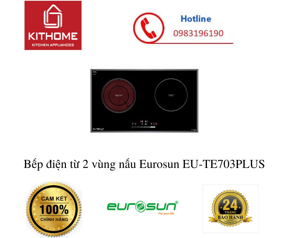 Bếp điện từ 2 vùng nấu Eurosun EU-TE703PLUS - Hàng chính hãng