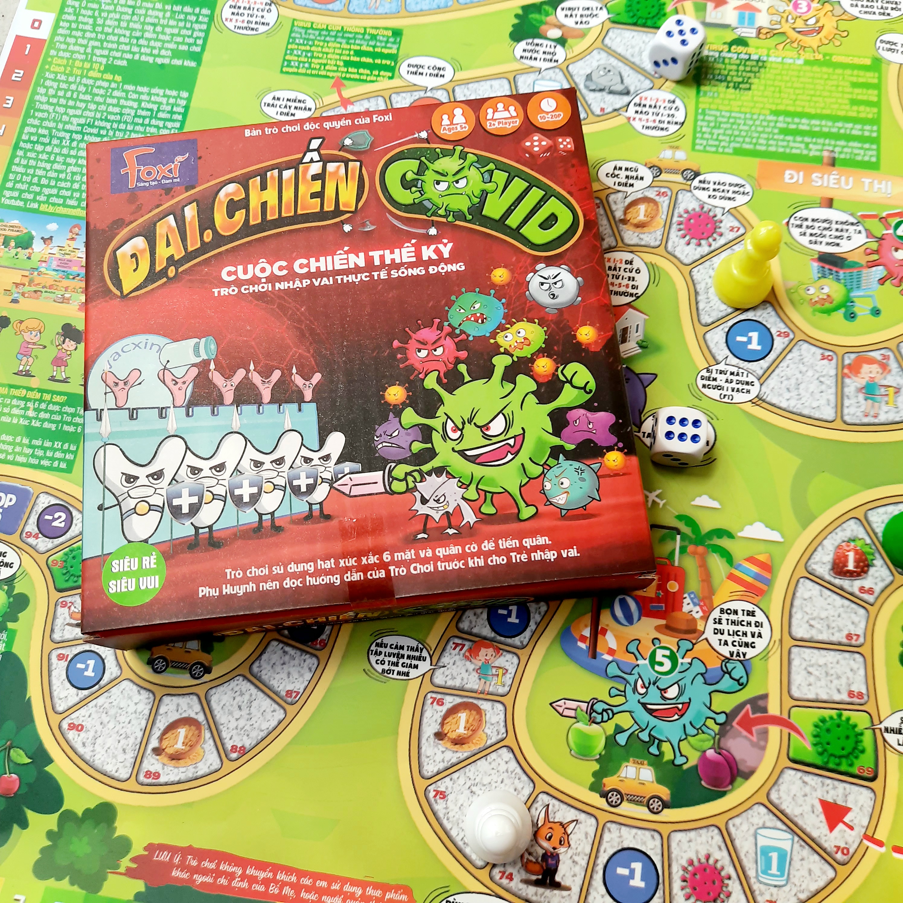 Boardgame-Đại chiến Covid Foxi-game nhập vai chân thực-hấp dẫn-tăng tương tác, kết nối thành viên nhóm bạn bè-gia đình