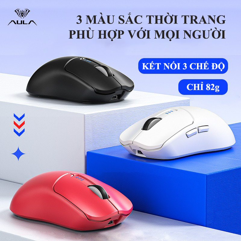 Chuột không dây chuyên game AULA SC580 trọng lượng cực nhẹ 82g với độ nhạy lên đến 10000DPI dành cho game thủ - Hàng Chính Hãng