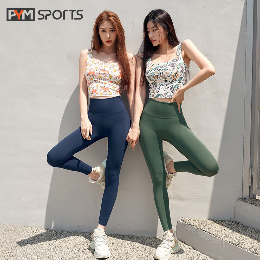 Áo croptop hoa tập Yoga - Gym PYMSPORT - PYMBR045 mút may cố định chất thun lạnh co giãn tốt nâng đỡ ngực