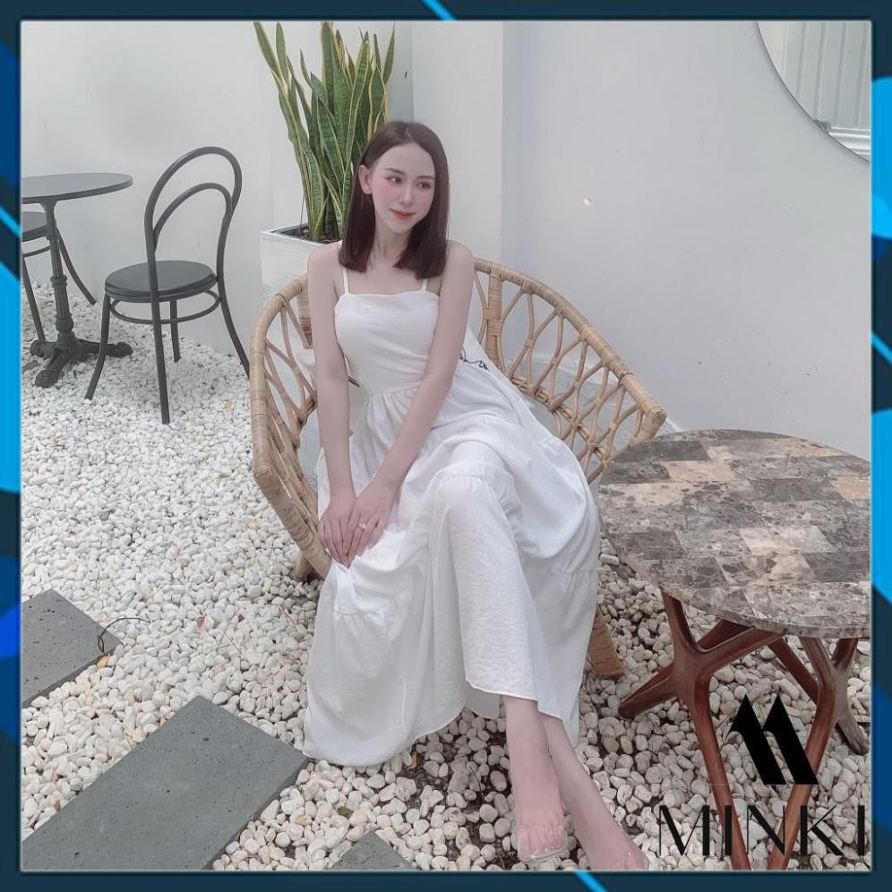 VÁY MAXI DÂY ĐAN LƯNG - CHẤT LIỆU VOAN CÁT - 2 MÀU VÀNG VÀ TRẮNG