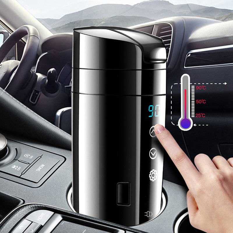 Cốc đun nấu nước nóng trên ô tô xe hơi 12v-24v cảm ứng giúp pha trà, sữa, cafe, bình giữ nhiệt trên oto mẫu mới loại tốt, phụ kiện ô tô