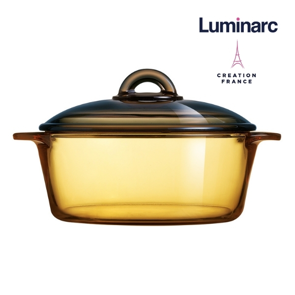 Bộ 2 Nồi Thuỷ Tinh Luminarc Amberline Granite 2 Lít/ 3 Lít (Bảo Hành 10 năm)-LUGR23