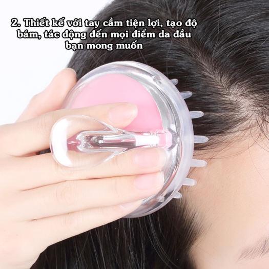 Lược massage đầu Silicon thư giãn thoải mái có tay cầm tiện lợi