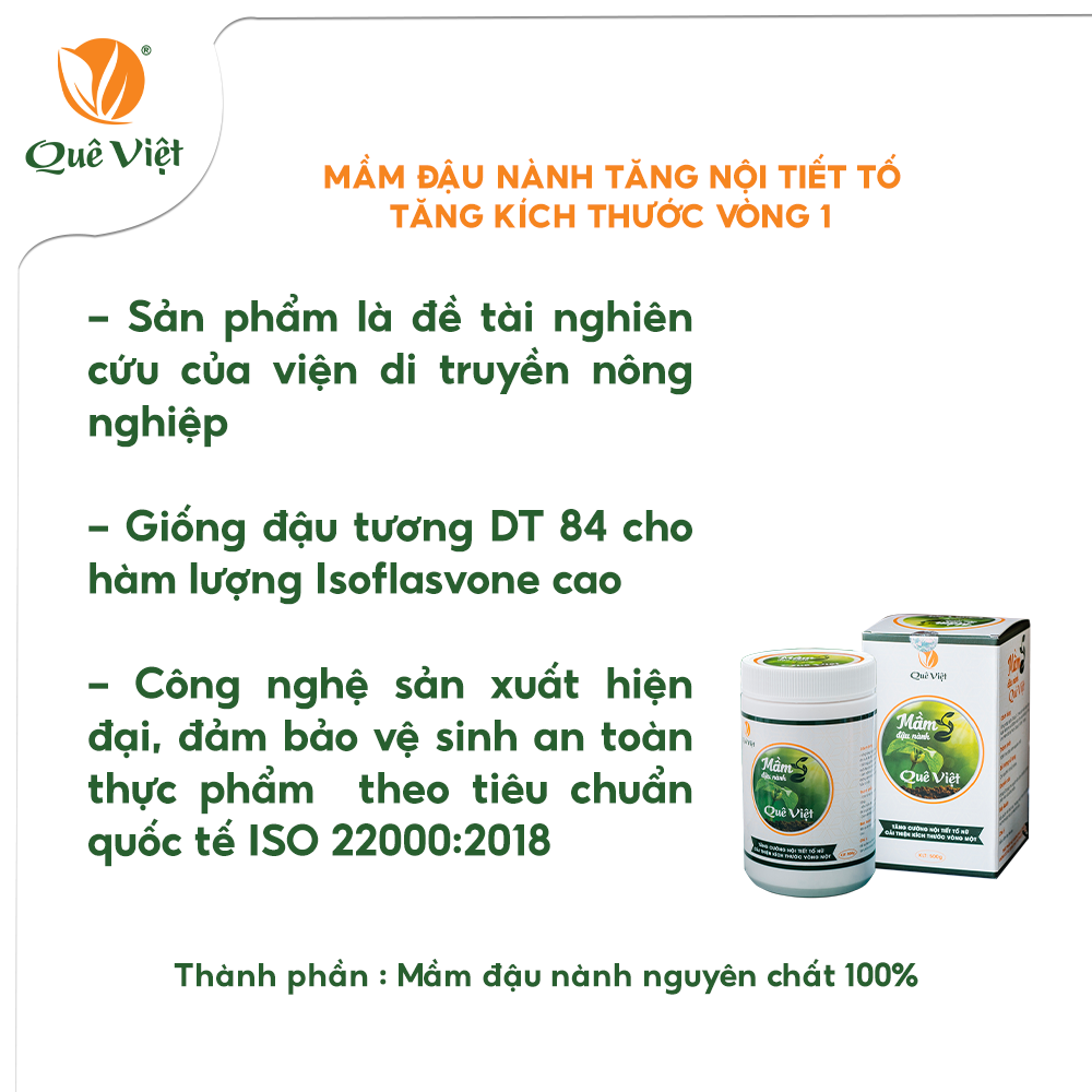 Mầm Đậu Nành Quê Việt - Mầm đậu nành không biến đổi gen - Tăng nội tiết tố, tăng kích thước vòng 1