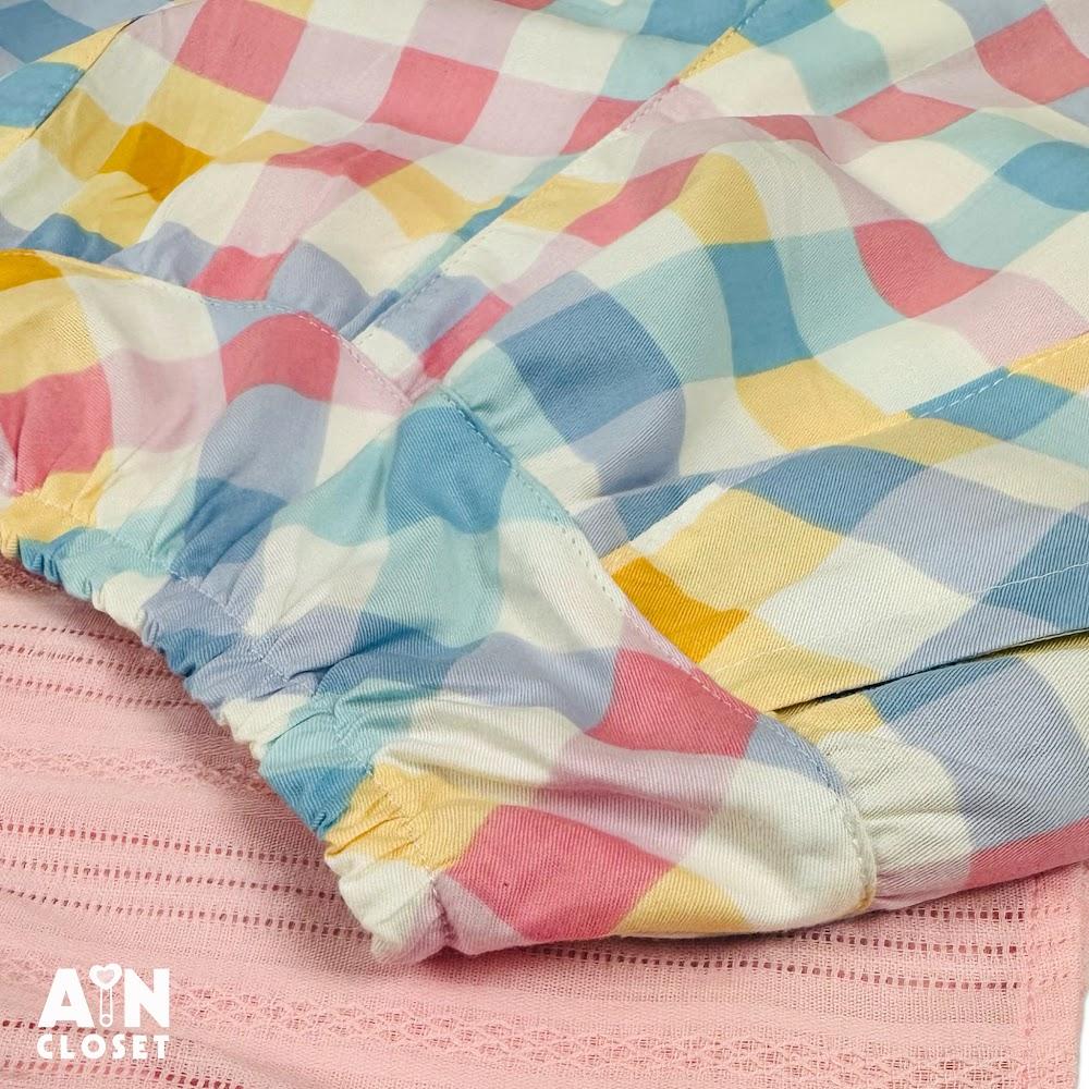 Bộ quần áo Lửng bé gái họa tiết Hồng Dệt Quần Caro Cotton - AICDBG744KU5 - AIN Closet