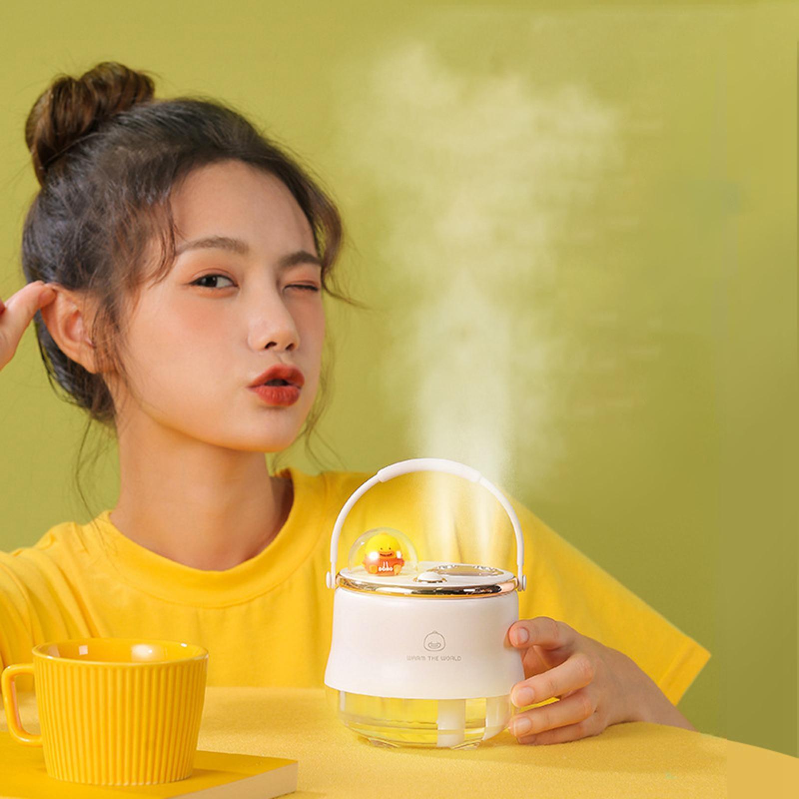Humidifier Mist Modes Dual Nozzles Personal for Desktop Car White Plug