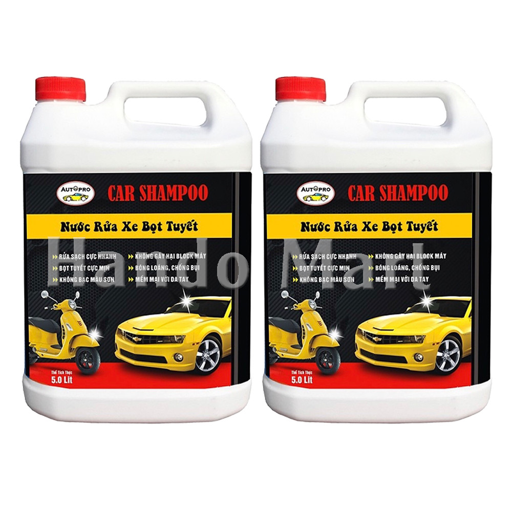 Combo 2 can Nước rửa xe bọt tuyết chuyên dụng Car Shampoo 5L cho ô tô xe máy