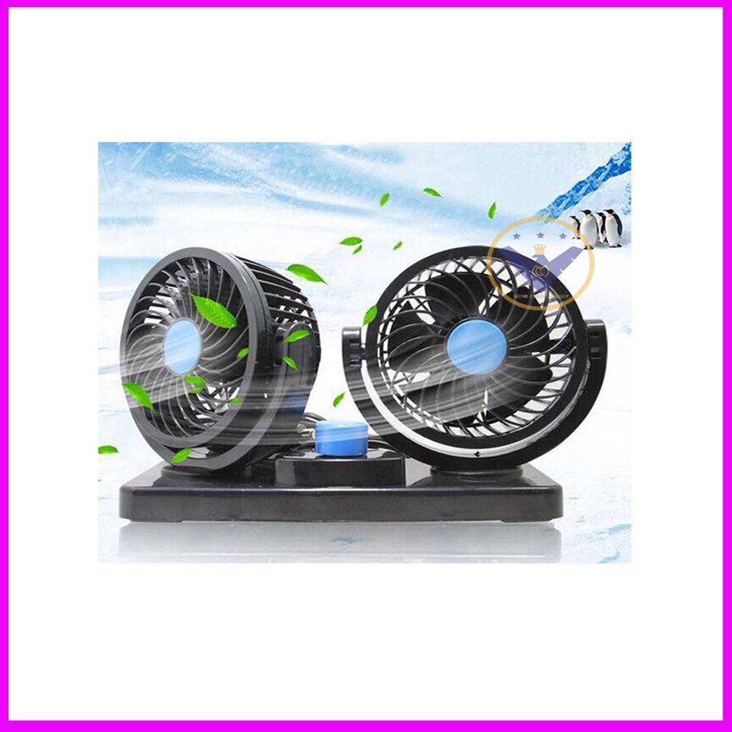 Quạt Đôi Mini Tiện Ích 360 Độ Để Trong Ô Tô, Để Bàn Làm Việc