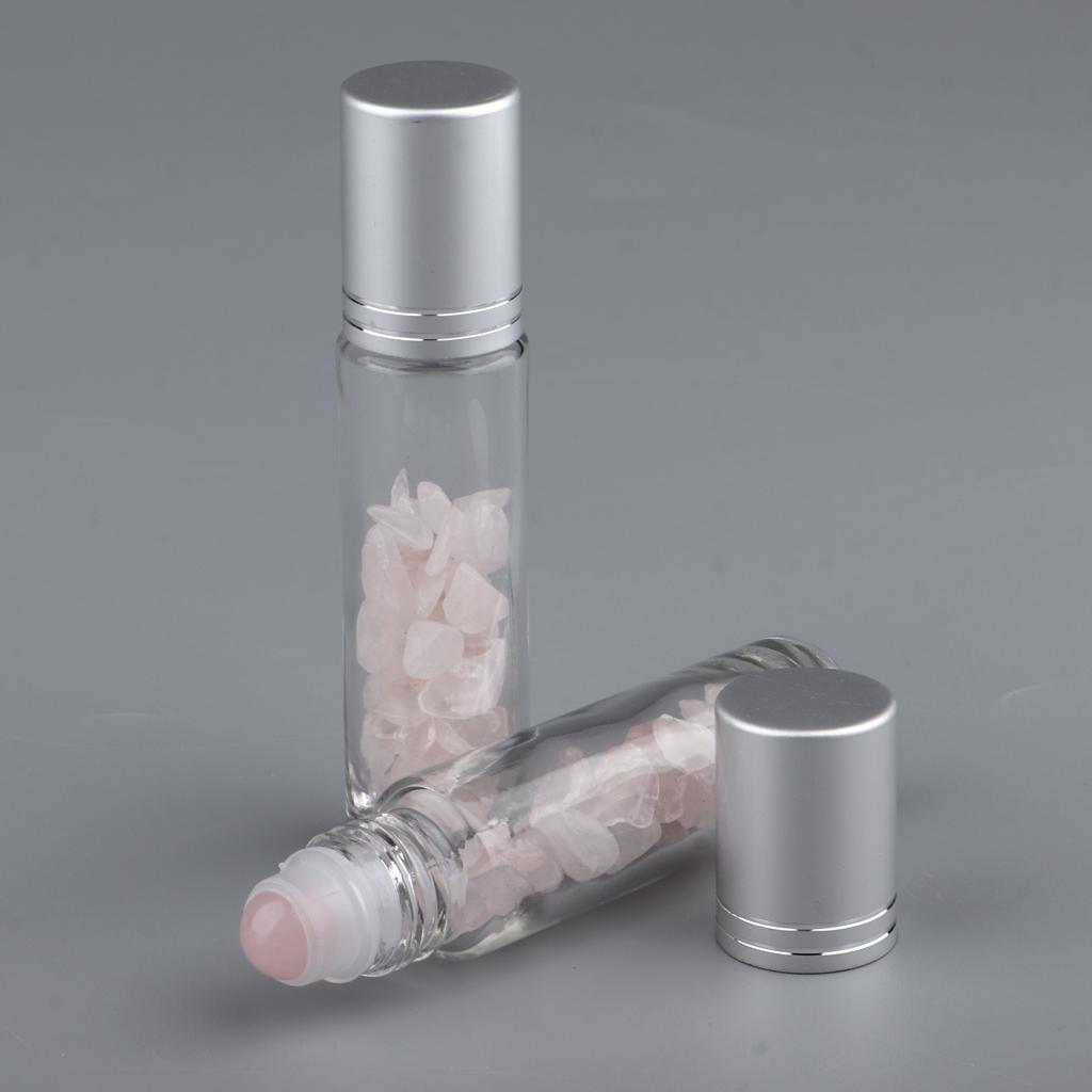 4 Pieces 10ml Empty Glass Oils Perfume Aromatherapy Roll-on Bottles Pink+Purple