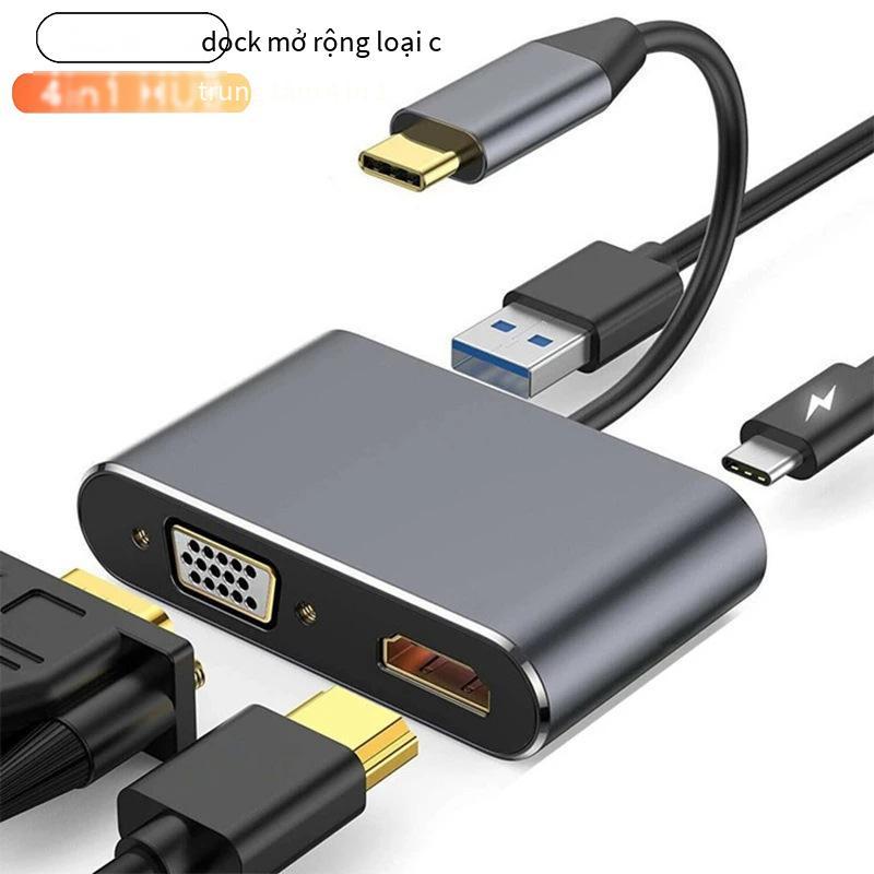 Trạm nối type-c phong cách mới nhất type-c sang hdmi + vga bộ chuyển cáp trung tâm độ nét cao bốn trong một bộ chuyển đổi hdmi nữ