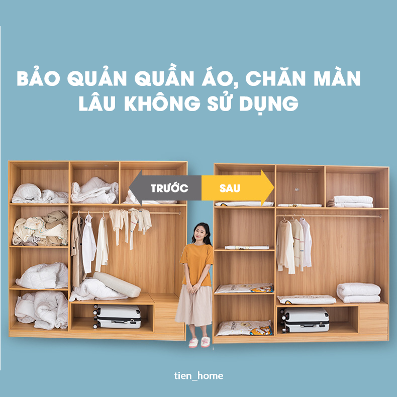 Túi hút chân không đựng quần áo, chăn màn van chống thoát khí, tiết kiệm 70% không gian diện tích