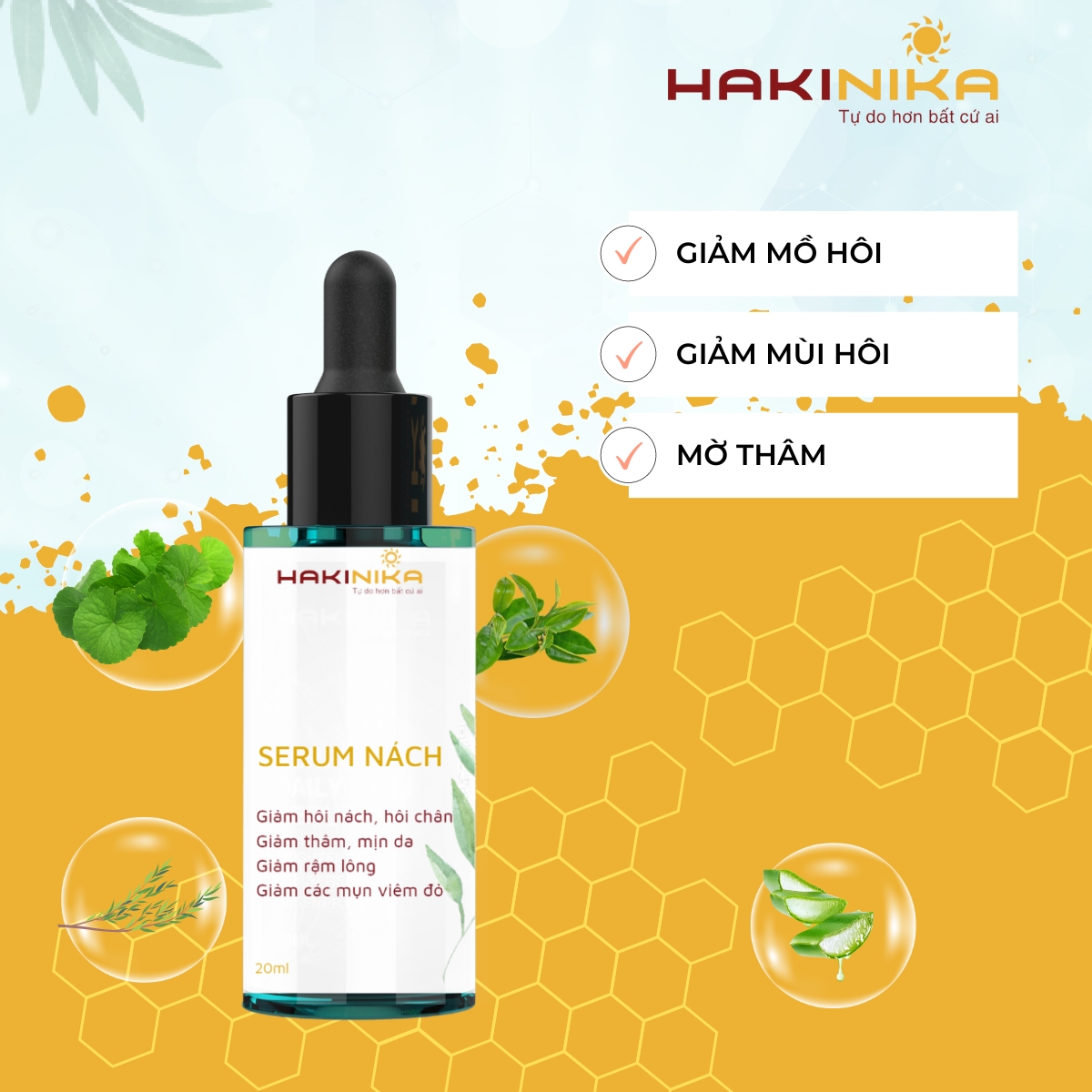 Serum nách giảm mùi hôi nách, giảm thâm nách và sáng da HAKINIKA