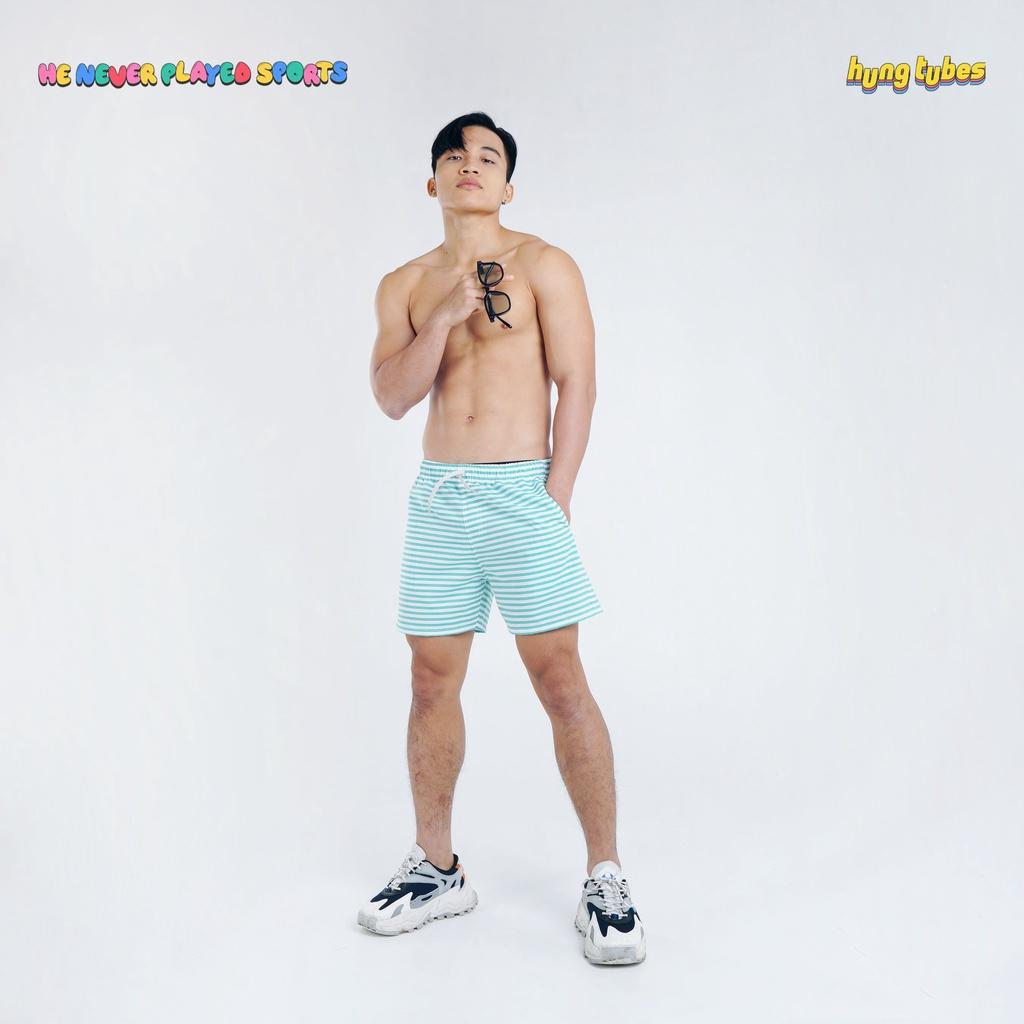 Ba lỗ đen không đường may chất cotton, Quần sọc đi biển Hungtubes