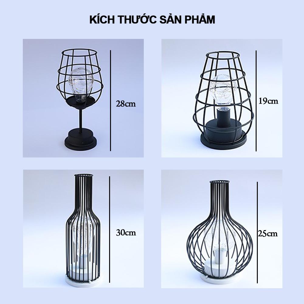 Đèn Trang Trí Phòng Ngủ Phong Cách Bắc Âu M1145, Đèn Decor Để Bàn Retro Khung Sắt Sang Trọng