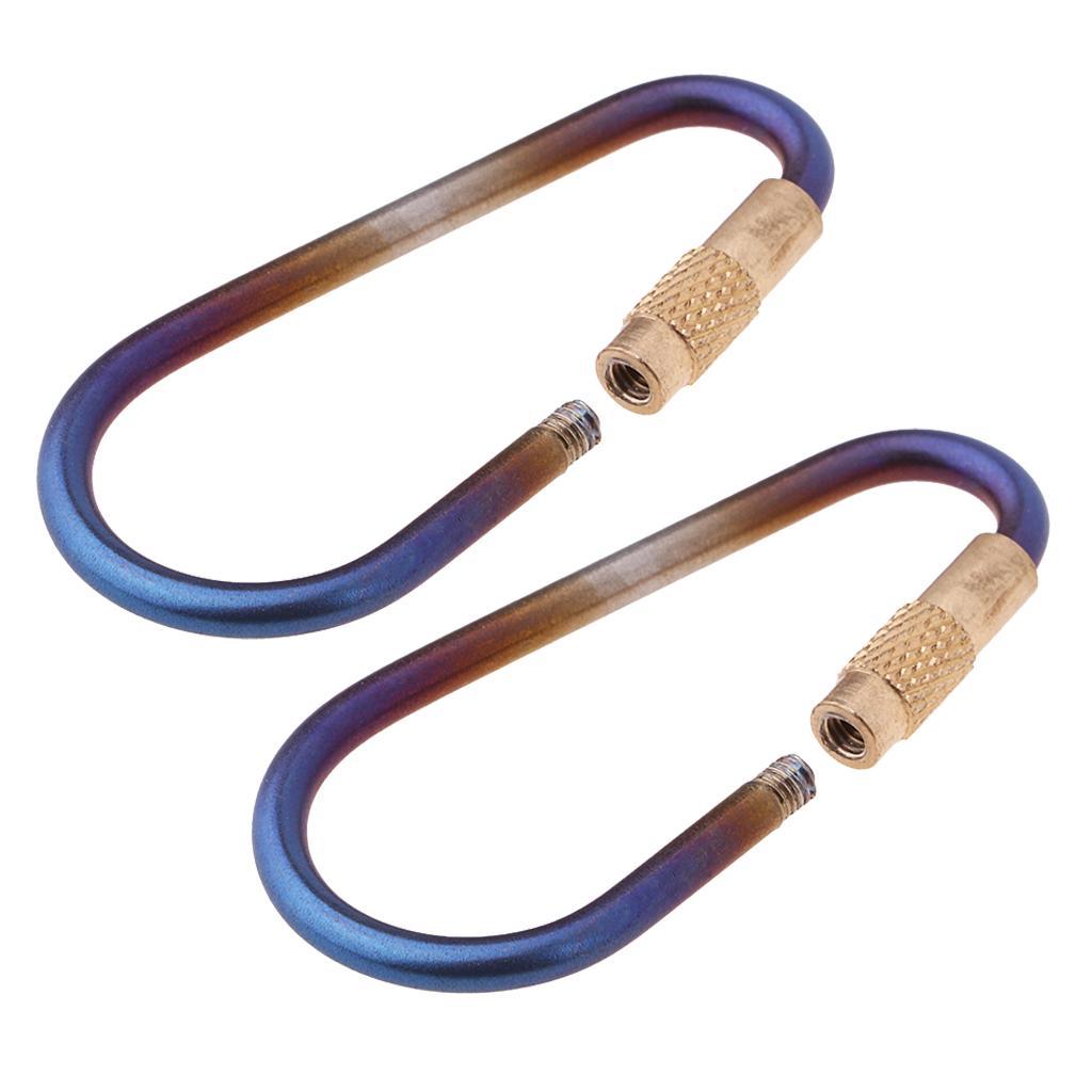 Pack 2 Titanium Keychain Carabiners, Screw Locking D-Ring Buckle, Backpack Clip Keys Holder Water Bottle Hanger Tool, Camping Hiking