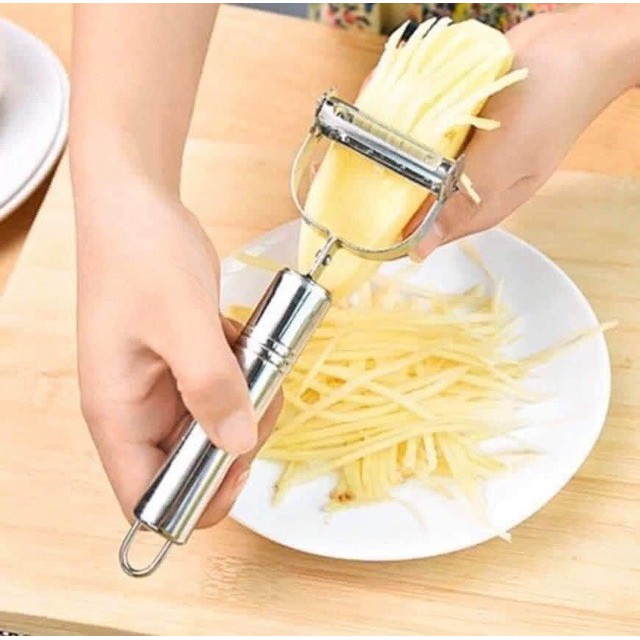 Nạo sợi rau củ cầm tay 3 trong 1 bằng inox 304, Dao nạo rau củ, gọt hoa quả đa năng - Chính hãng MINIIN