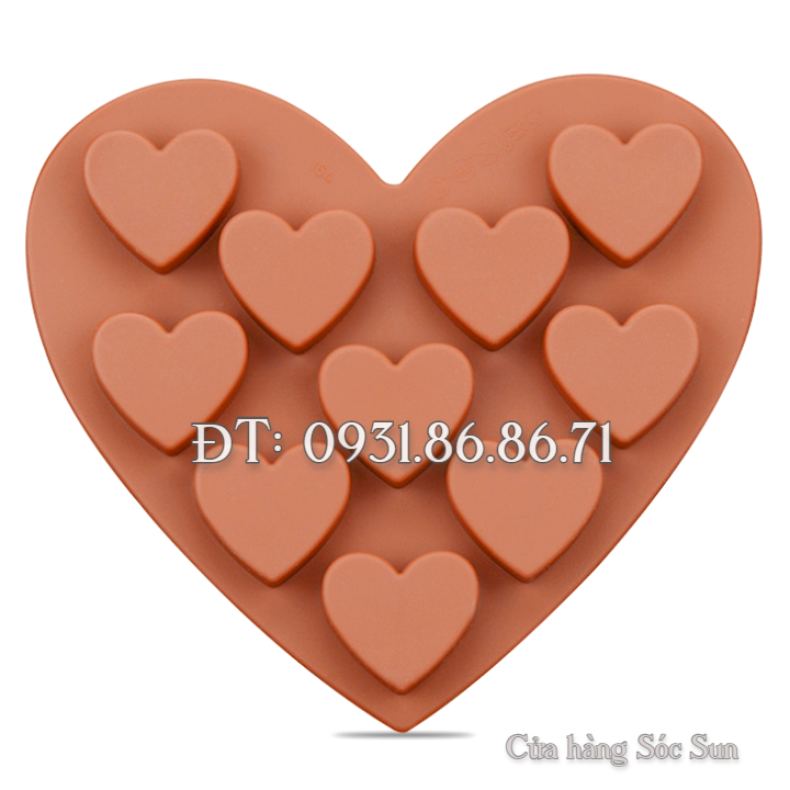 Khuôn silicon 10 trái tim – Mã số 1083