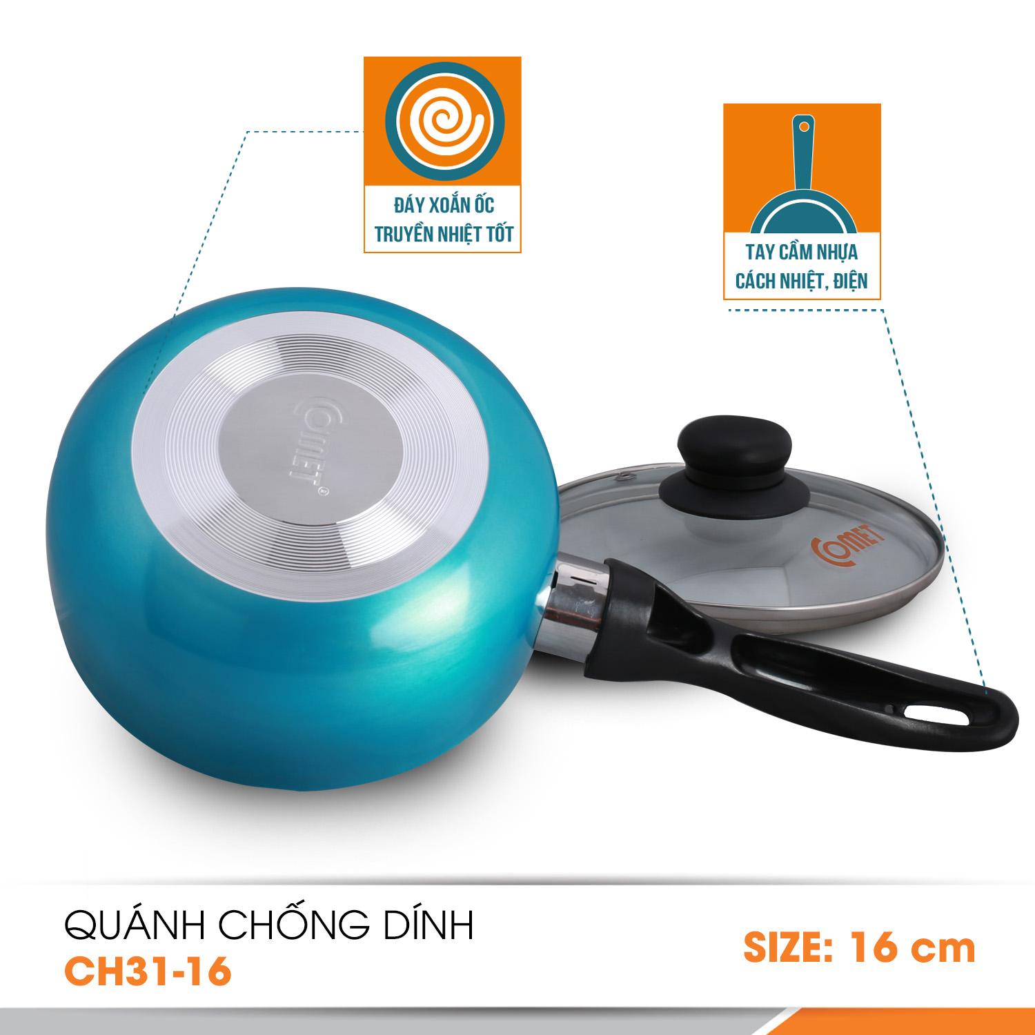 Quánh chống dính Ceramic an toàn Comet CH31-16