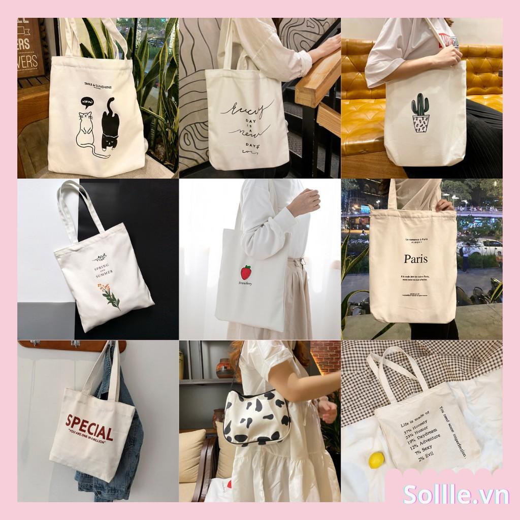 Túi tote Sollle vải canvas, túi ulzzang vải bố mộc không nhuộm hóa chất