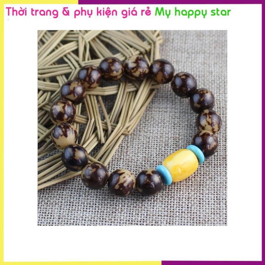 Vòng tay bồ đề nam nữ chuỗi kim cang bồ đề cao cấp BĐ35 phối hạt mầu vàng