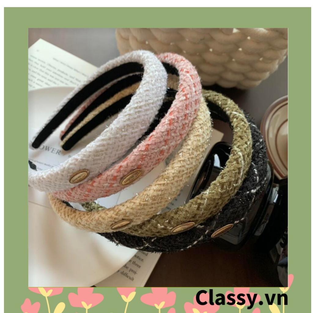 Băng đô cài tóc Classy vải tweed, sang trọng, nhiều màu hàn quốc PK1624