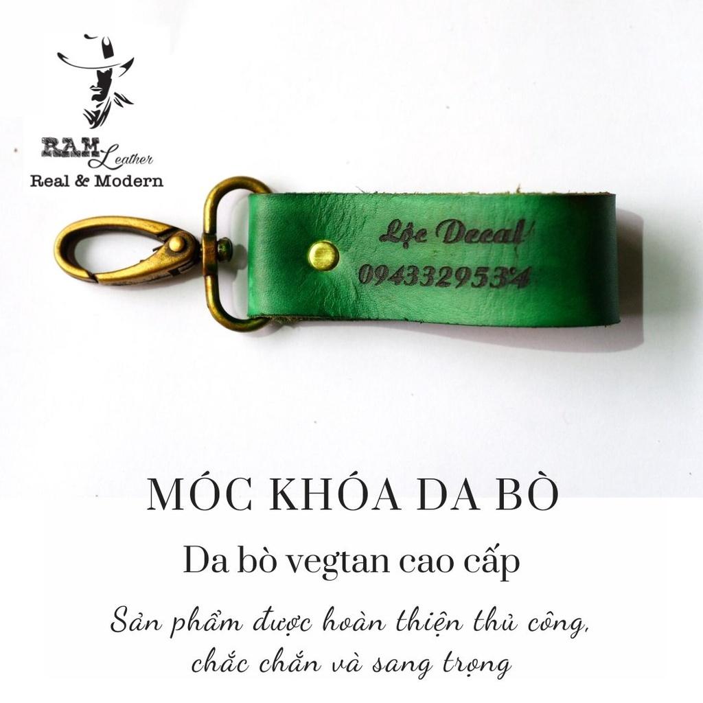 Móc khóa da bò vegtan khắc tên theo yêu cầu - RAM Leather