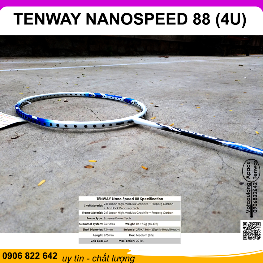 Vợt cầu lông Tenway Nano speed 88 | Vợt nặng đầu chuyên công, đánh phong trào rèn luyện sức khỏe
