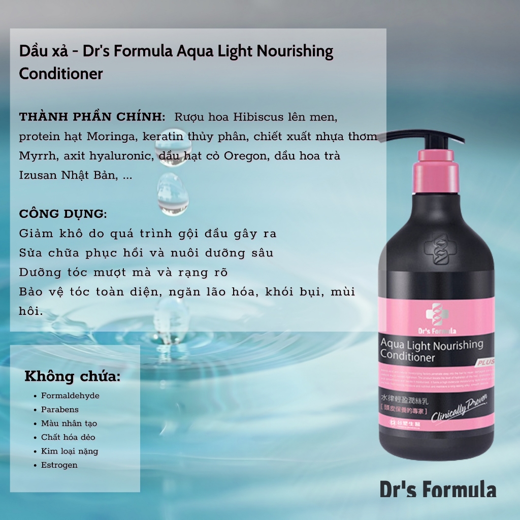 Combo dầu xả + tinh chất essence dưỡng tóc bóng mượt và phục hồi hư tổn Dr's Formula