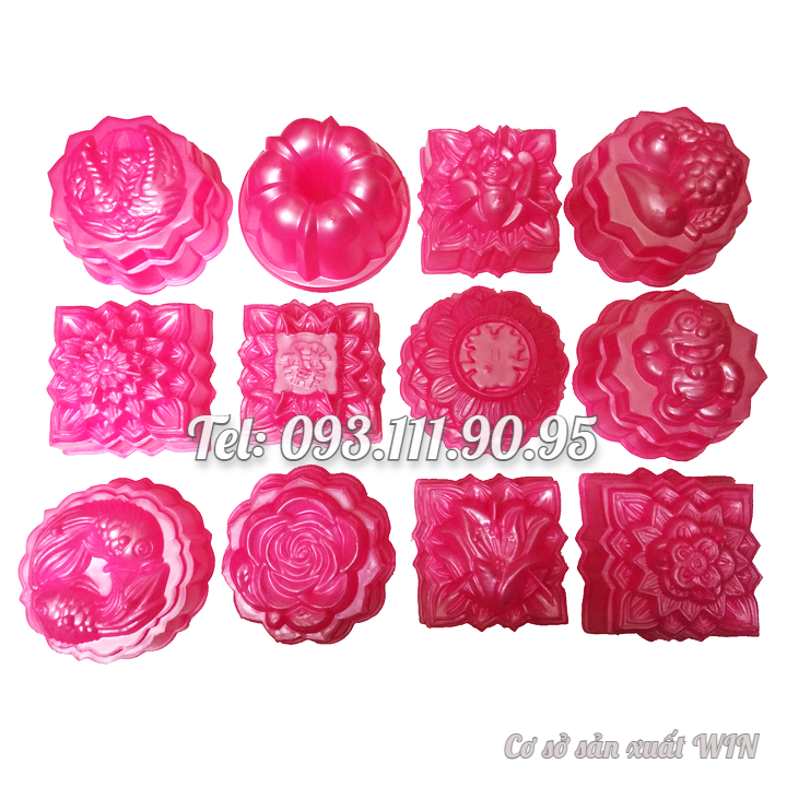Bộ 10 khuôn rau câu trung thu - Khuôn hồng loại 10 cm - Mã số 1042