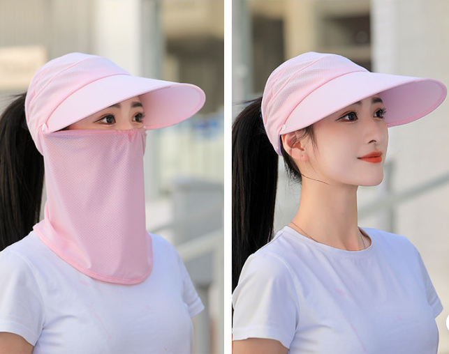 Mũ rộng vành chống nắng chống tia cực tím kèm khẩu trang tháo rời cao cấp mới, nón khẩu trang nữ