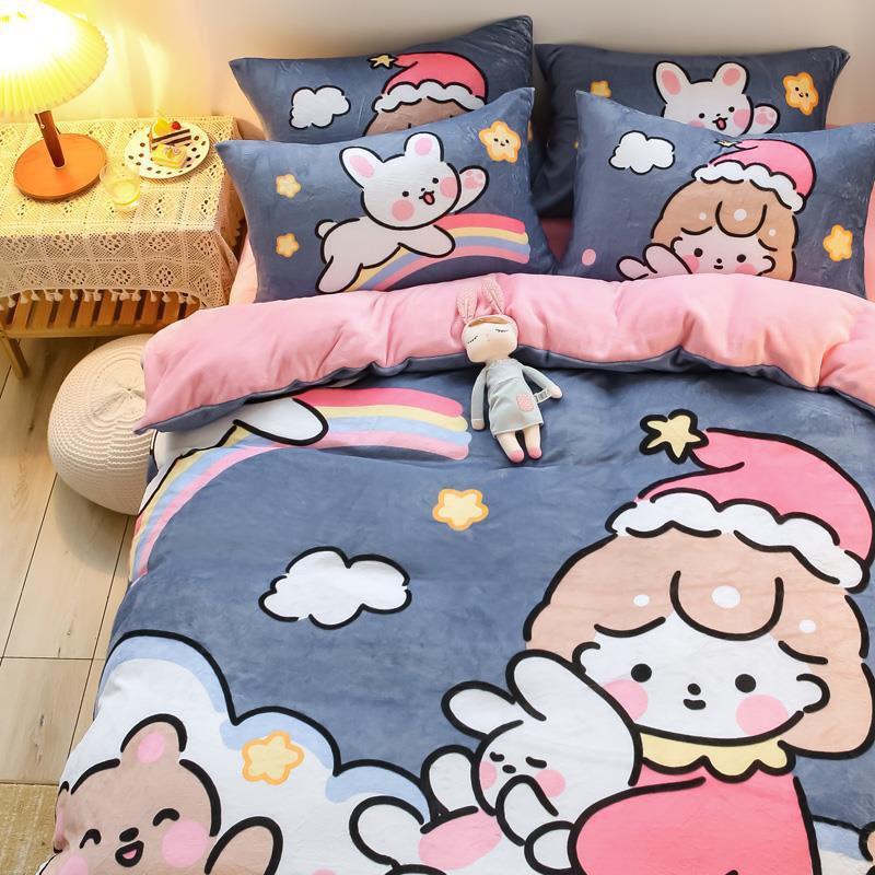GIÁ SỈ NỈ NHUNG Sét Chăn Ga Gối 4 Món Nỉ Nhập Khẩu