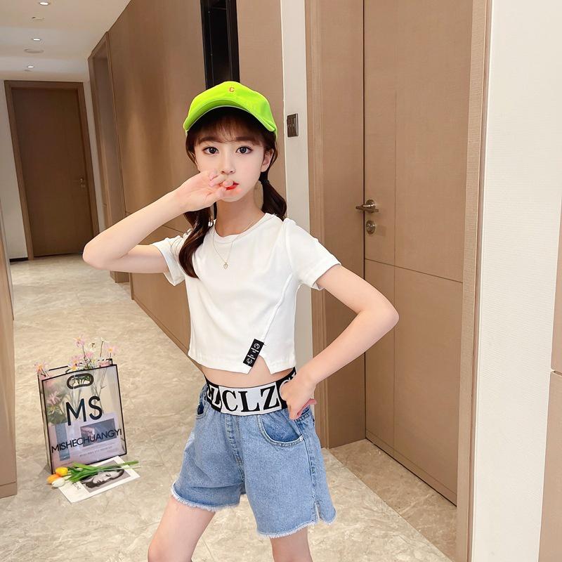 ATG20 Size130-160 (20-40kg) Áo thun bé gái (áo ngắn tay 100% cotton) Thời trang trẻ Em hàng quảng châu