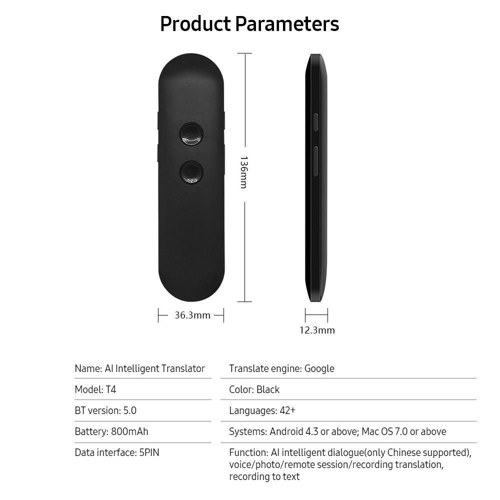 Máy dịch thông minh đa chức năng, dịch 42 ngôn ngữ, ghi âm, chụp hình