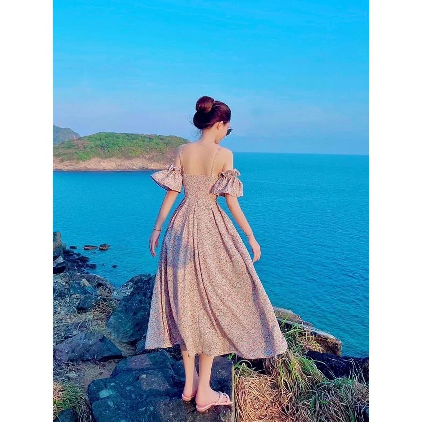Đầm váy nữ hoa 2 miều đi biển hợp lí dáng maxi thân dài tôn dáng trẻ trung sang trọng thanh lịch siêu xinh Hàn Quốc