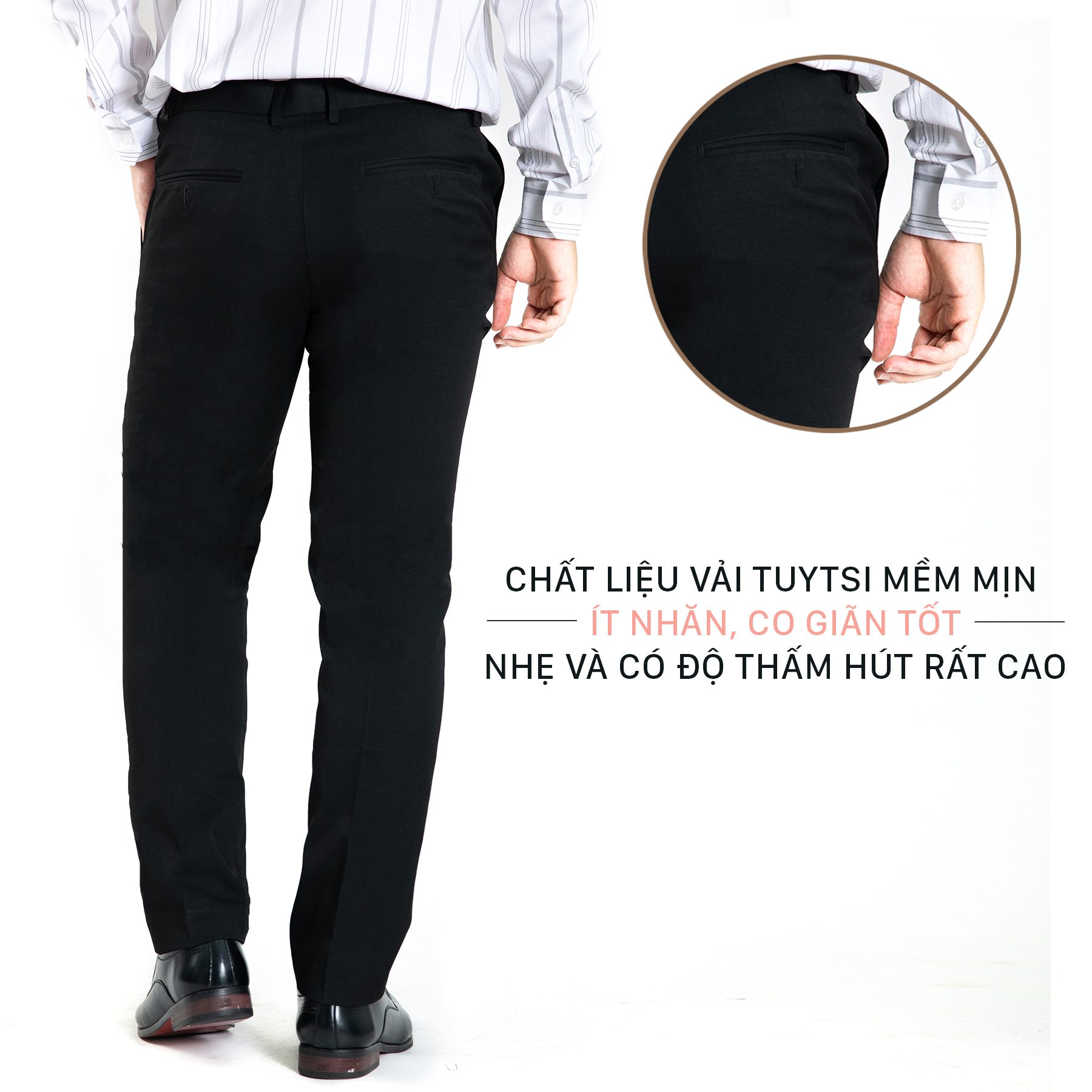 Quần Âu Nam Công Sở Thương Hiệu Anton dáng suông màu đen - QA004