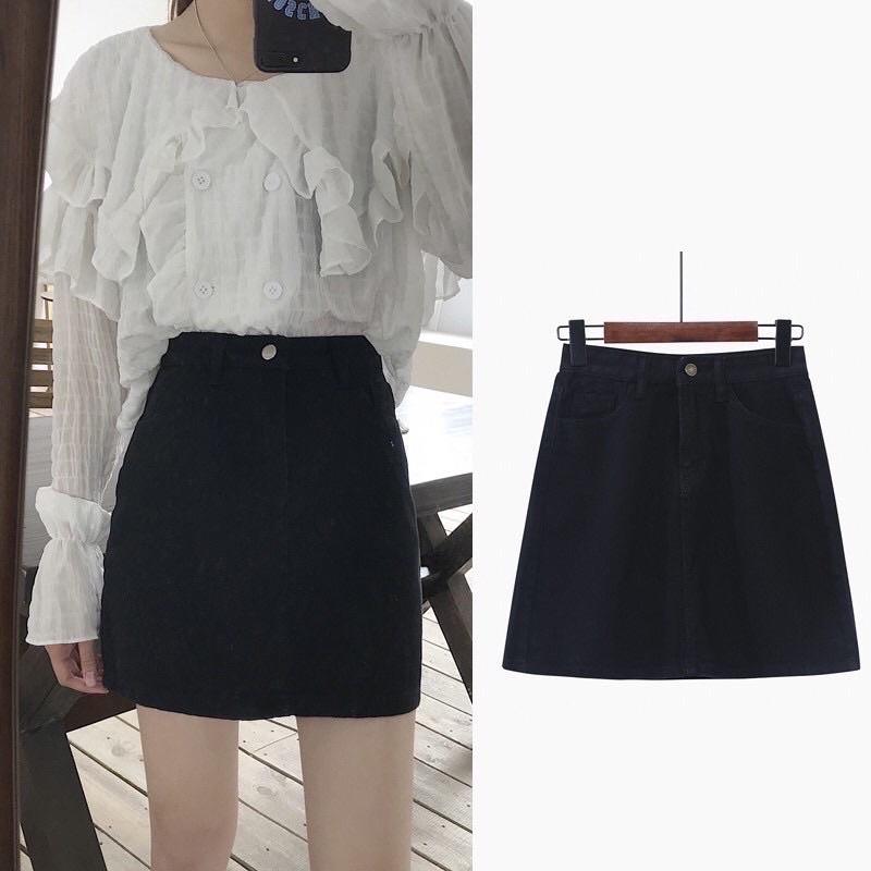 Chân Váy Chữ A Kaki 1 Cúc Nhiều Màu