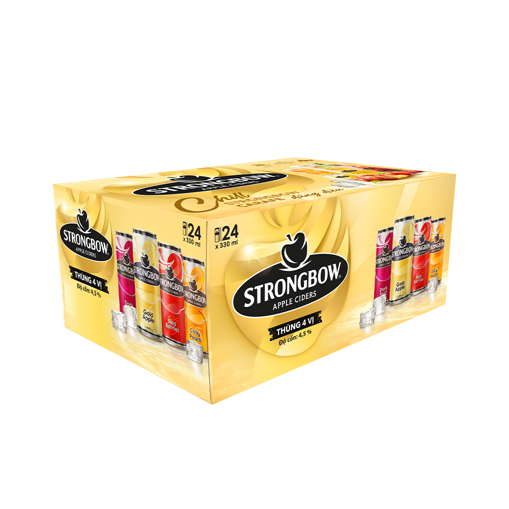 Thùng 24 Lon Cao Strongbow Cider Đặc Biệt 4 Vị (330ml / Lon)