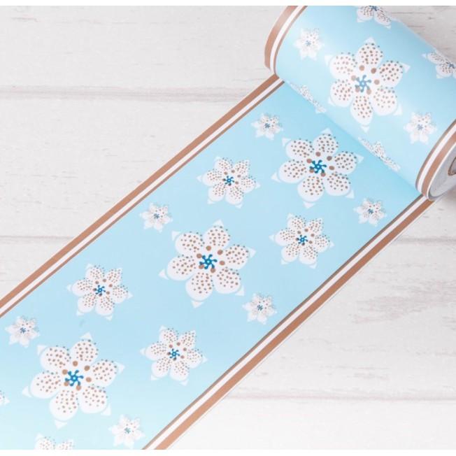 Len dán viền tường HOA SÁU CÁNH XANH cuộn dài 10m x cao 10cm