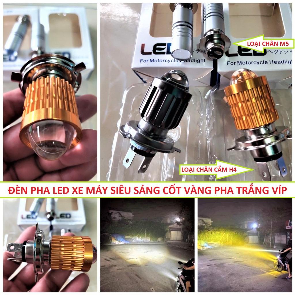 ĐÈN PHA LED XE MÁY SIÊU SÁNG 2 CHẾ ĐỘ CỐT VÀNG PHA TRẮNG LOẠI XỊN