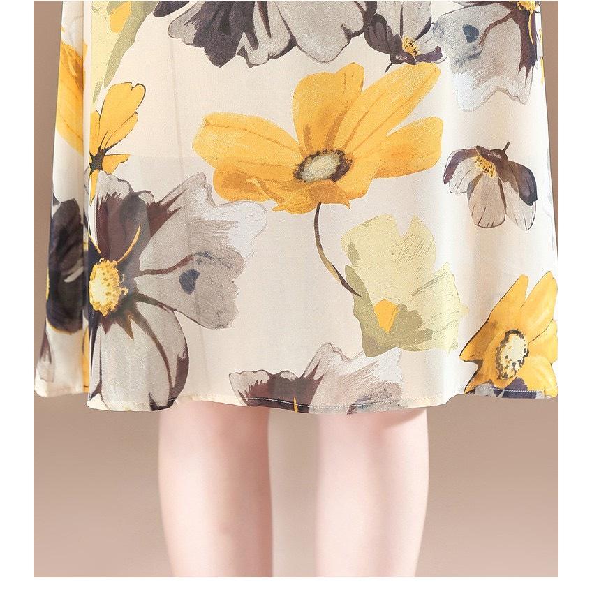 ĐẦM TRUNG NIÊN HOA CÚC THỜI TRANG