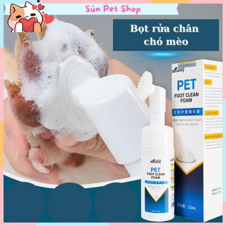 Bọt rửa chân cho chó mèo Borammy 150ml (Dụng cụ làm sạch bàn chân cho thú cưng)