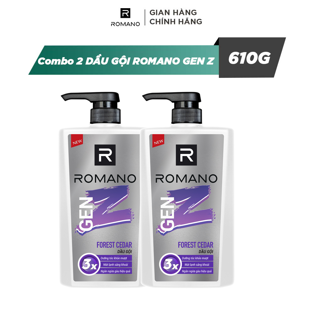 Combo 2 DẦU GỘI ROMANO GEN Z FOREST CEDAR/SEA BREEZE 610G