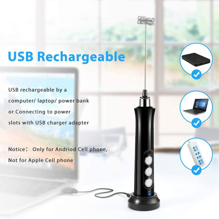 Máy đánh trứng, tạo bọt 3 trong 1 tích hợp cổng sạc USB tích hợp 3 tốc độ EW-071 - Chất liệu: Nhựa ABS và inox 304 -  Công suất: 2.5W