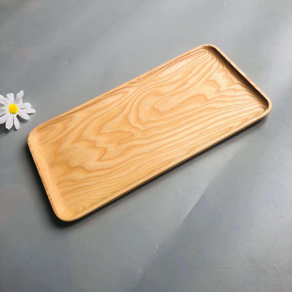 Khay/Đĩa Gỗ Đựng Đồ Ăn, Decor Hình Chữ Nhật Chất Liệu Gỗ Tần Bì Xinh Xắn