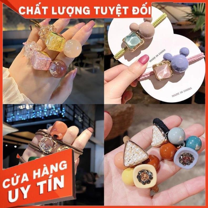 Dây buộc tóc set 20 chun buộc tóc túi nhựa trong mix nhiều hình dễ thương