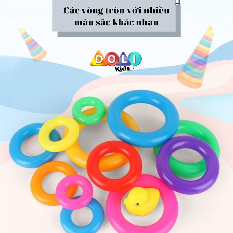 Tháp Vịt Xếp 9 Tầng Nhiều Màu Giúp Bé Phát Triển Đồ Chơi Bé Trai Bé Gái