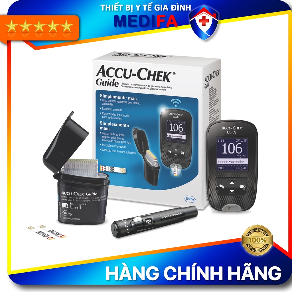 [TRỌN BỘ] Máy Đo Đường Huyết Accu-Chek Guide - Hàng Chính Hãng Kèm 25 Que Thử Và Kim Lấy Máu